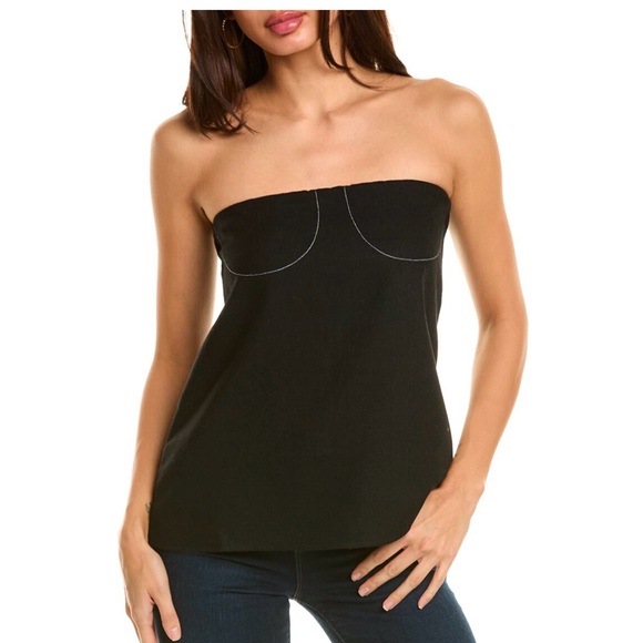 A-Line Wool-Blend Tube Top in black with elasticized back neckline - Picture 5 of 5